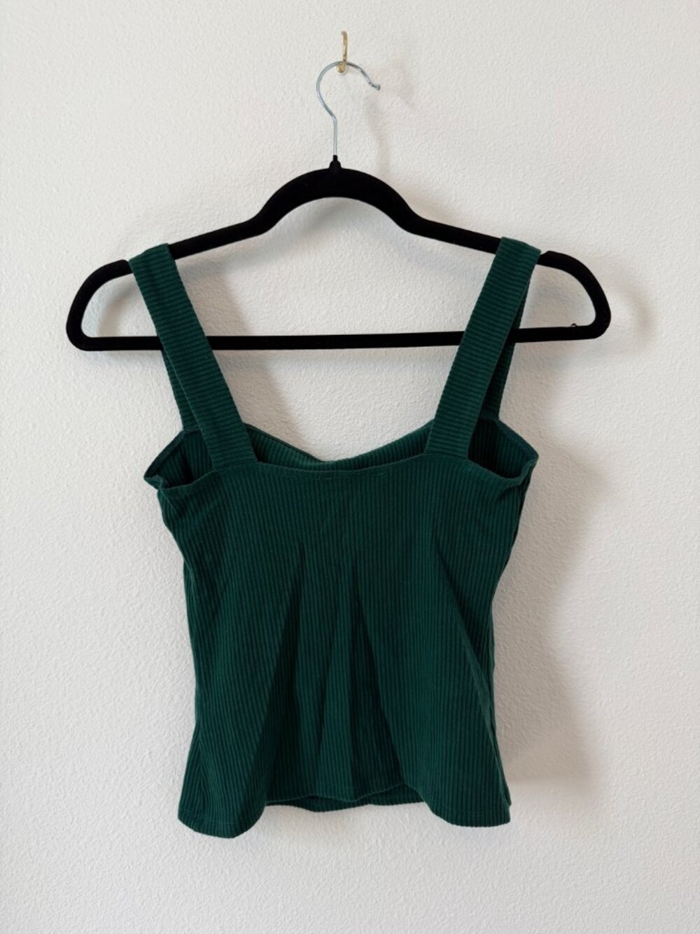 Reformation Green Ribbed Tank Top, Square Neck Sleeveless Top, XS - Picture 4 of 4